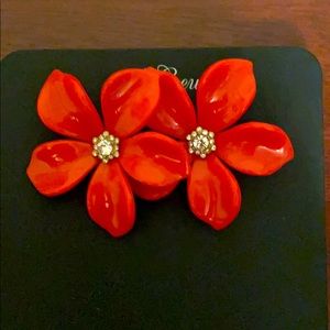NWT JCrew Orange Flower Earrings Crystal
